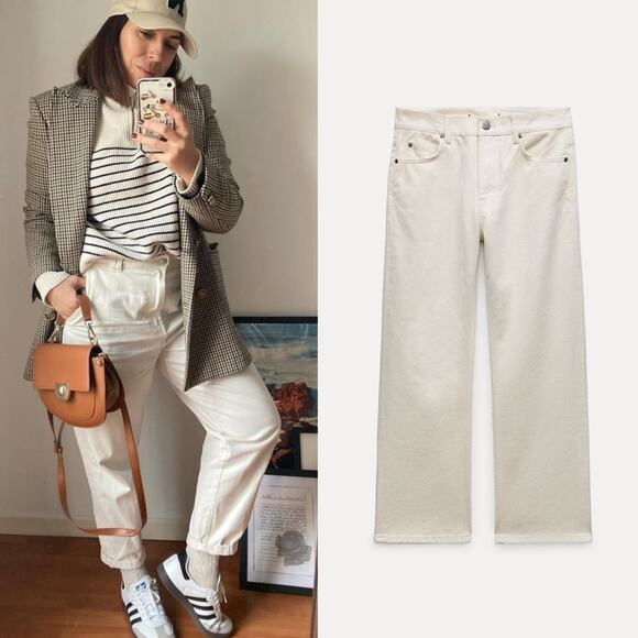 ZARA LOW RISE STRAIGHT LEG VELVET JEANS ZW COLLECTION - Picture 1 of 15